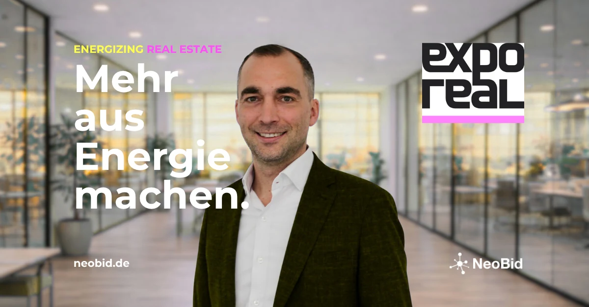 Thomas Rübelmann of NeoBid with the EXPO REAL theme Make more of energy.