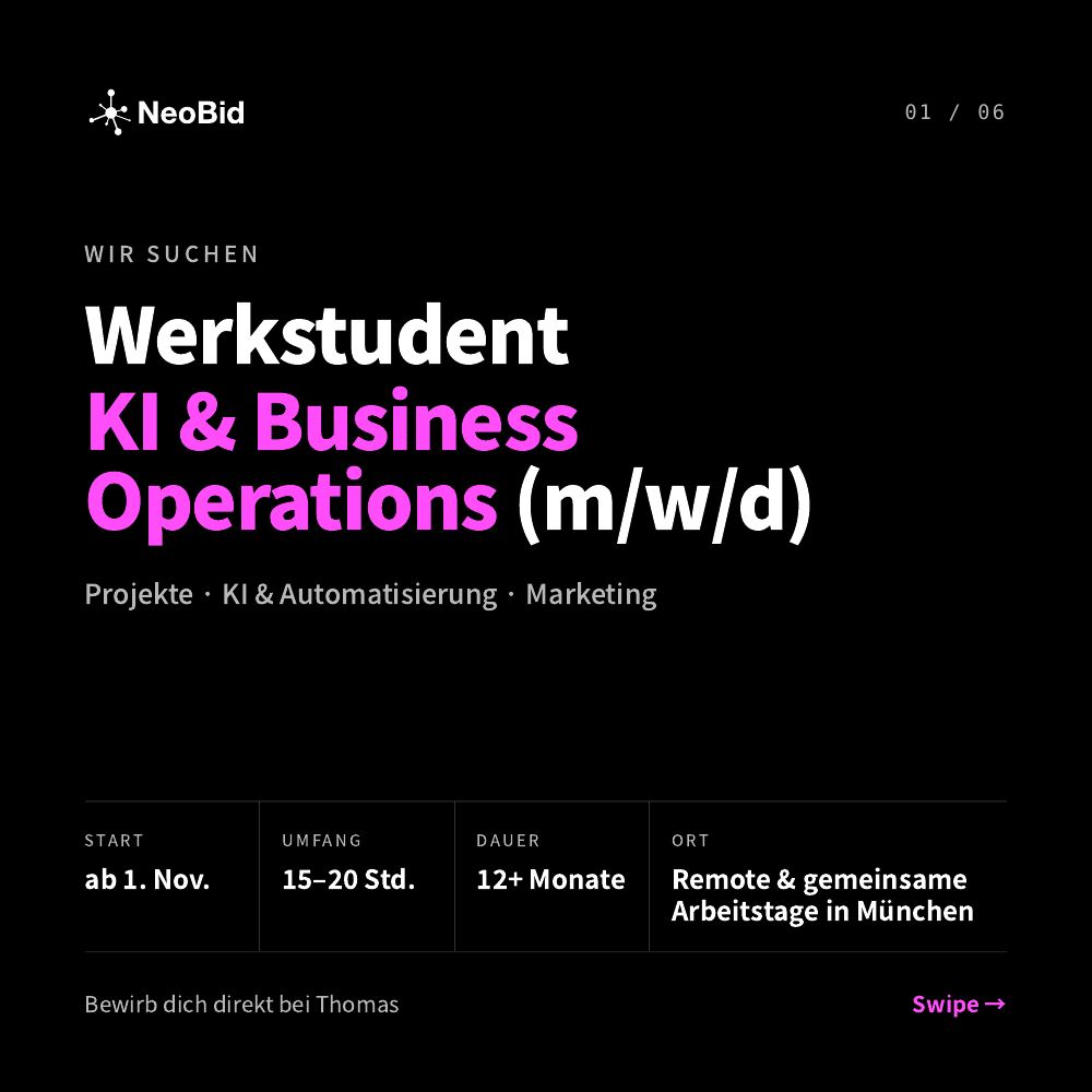 Working student job posting, AI and Business Operations – page 1 of 6
