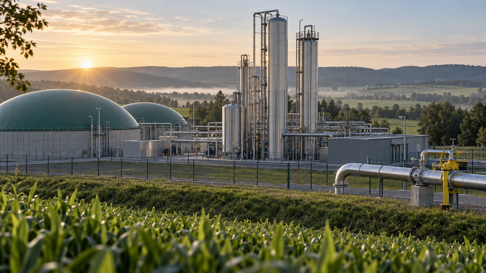 Biomethane plant with processing and injection into the gas grid