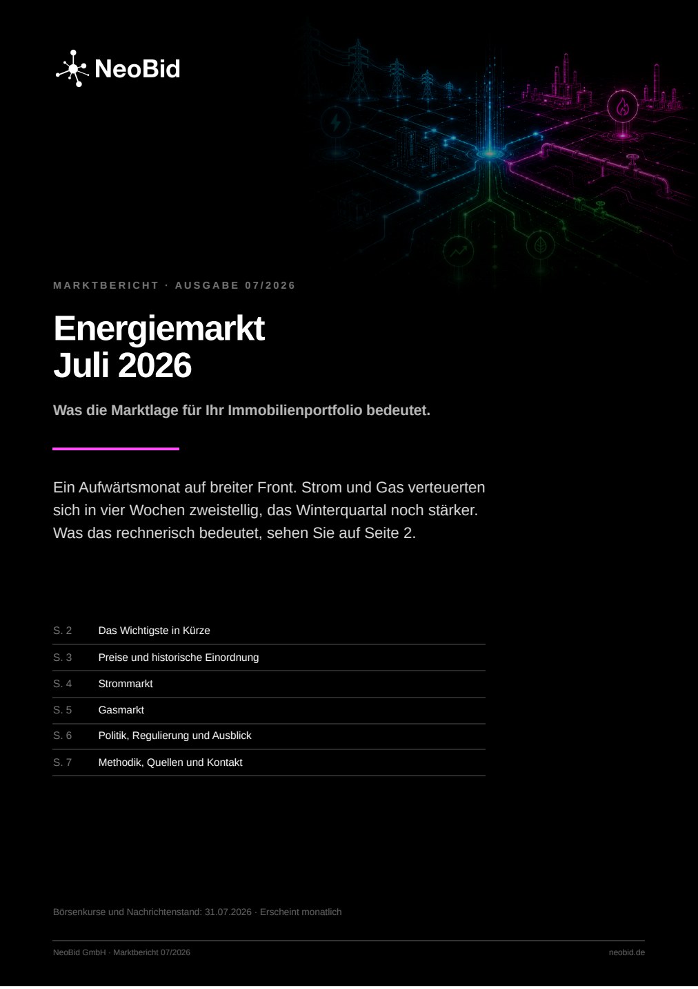 Deckblatt des NeoBid-Marktberichts Juli 2026.